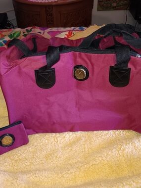Stylish Women's Magenta Tote Bag with Black Accents And Coin Pouch